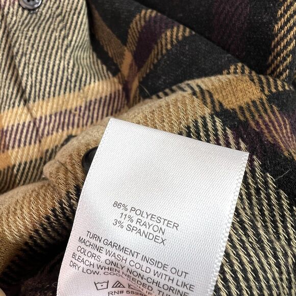 Express Mens Plaid Brown Knit Long Sleeve Button Down Size M - Picture 6 of 9